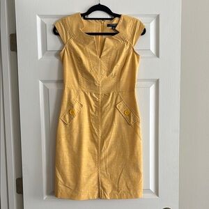 Sharagano Gold Sheath Mini Dress Sweetheart Neckline